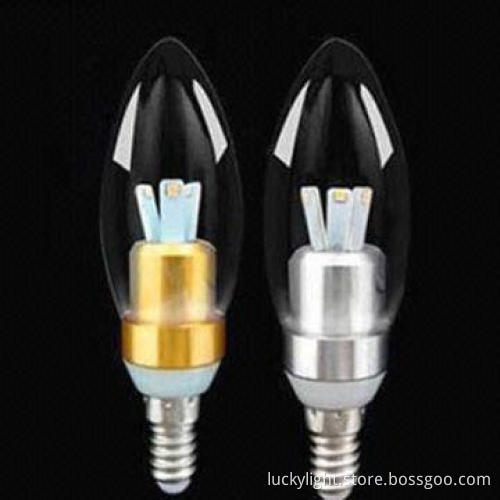3W LED Candle Dimmable Lights with E14/E27/E26/B22 Base Types, 85 to 265V AC Input Voltage